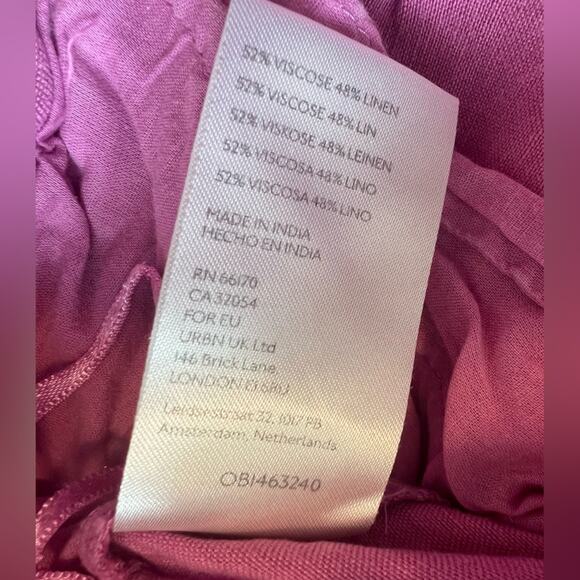 Free People Mirella Linen Blend Drawstring Shorts, Pink Plum, Size Medium - Picture 6 of 9